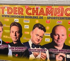 Exhibition poster with Ken Doherty, Shaun Murphy and Stuart Bingham